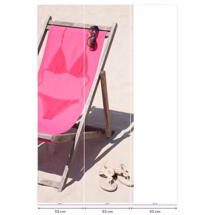 Behang - Strand - Ligstoel - Badkleding - Zomer - Roze — 6