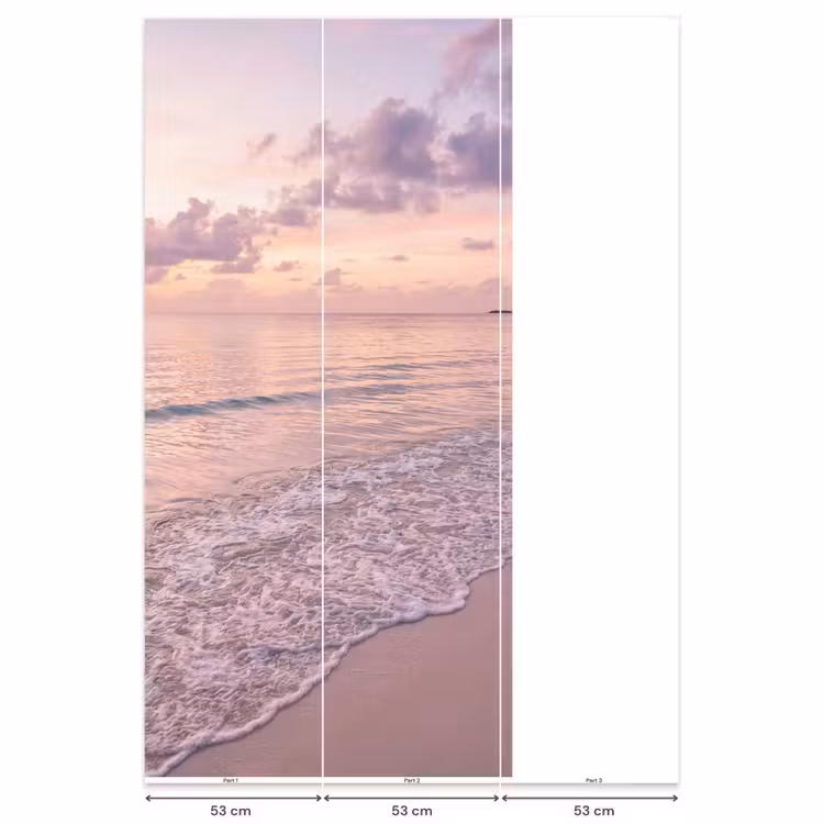Behang - Strand - Zonsondergang - Natuur - Minimalistisch - Roze — 6