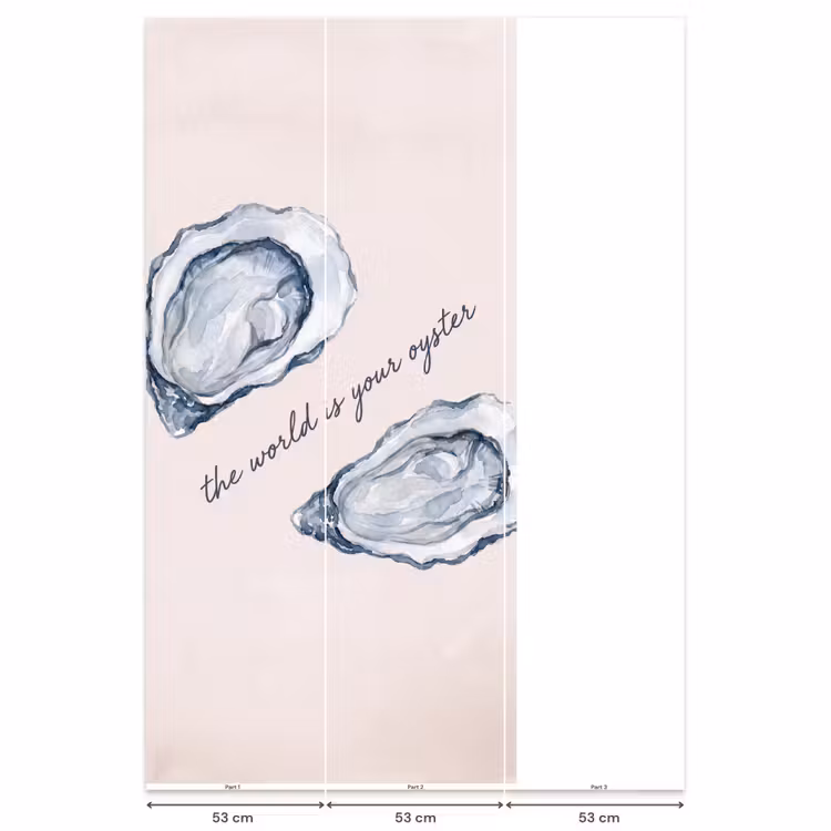 Behang - Zeeleven - Oester - Aquarel - Minimalistisch - Blauw — 6