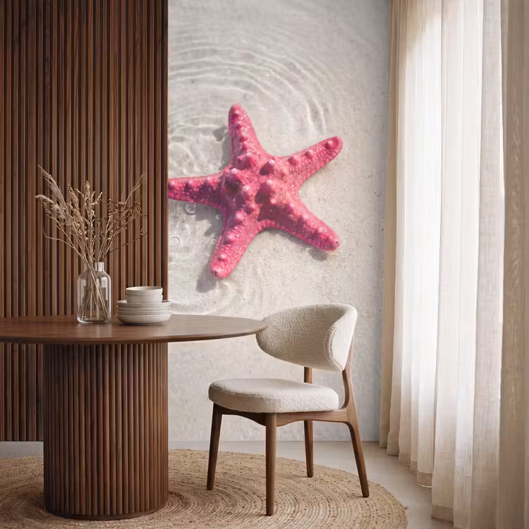 Behang - Zeeleven - Zeester - Strand - Roze - Water — 4