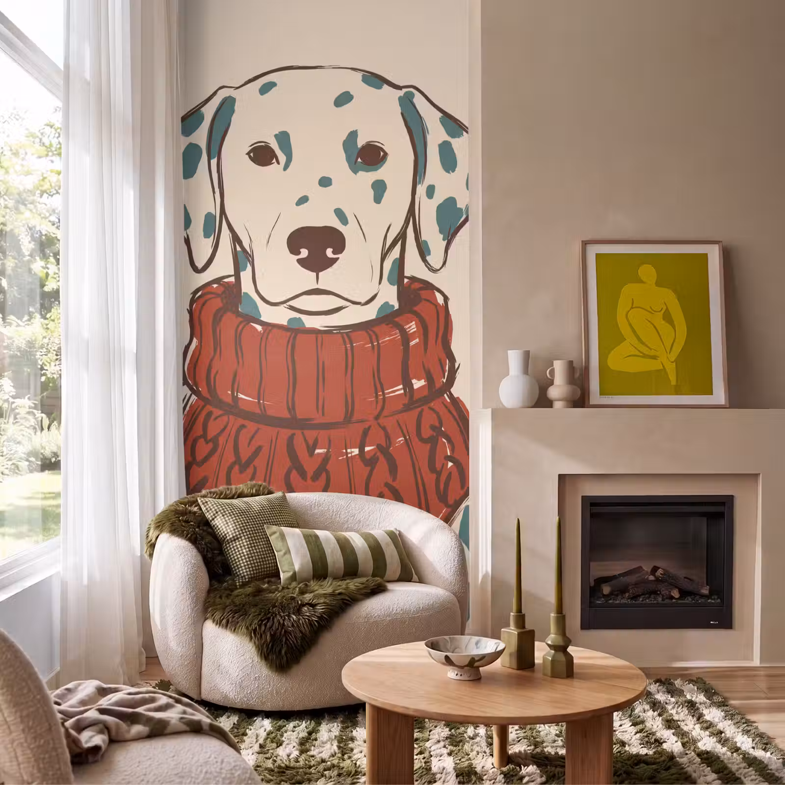 Behang - Hond - Trui - Winter - Dieren - Rood — 1
