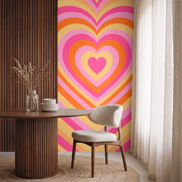 Behang - Hart - Concentrisch - Abstract - Liefde - Kleurrijk — 4