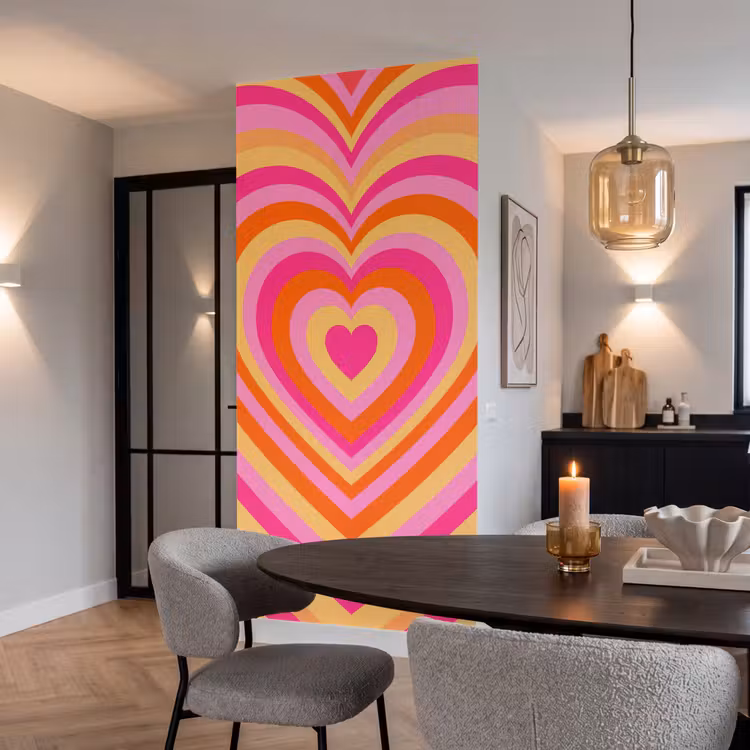 Behang - Hart - Concentrisch - Abstract - Liefde - Kleurrijk — 5