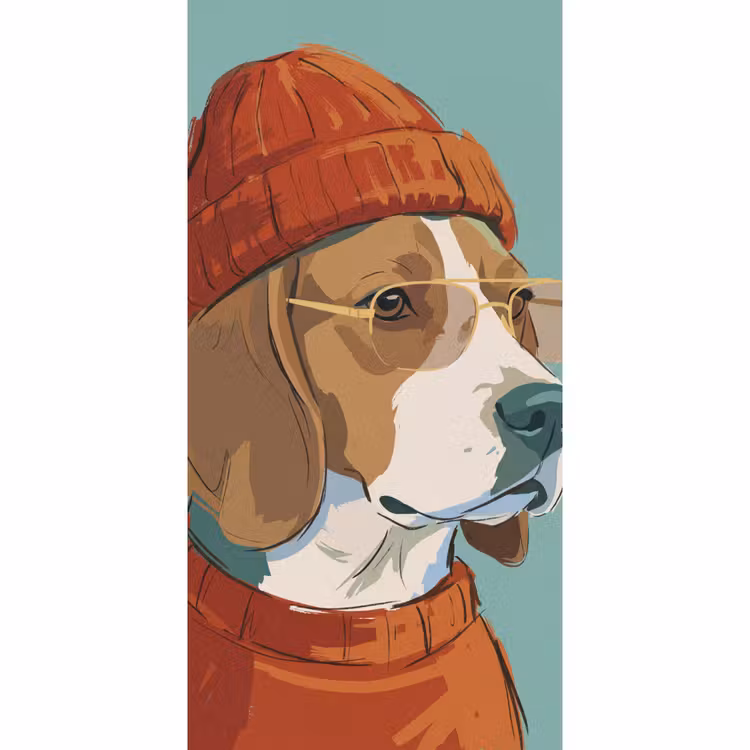 Behang - Hond - Beanie - Zonnebril - Dieren - Modern — 2