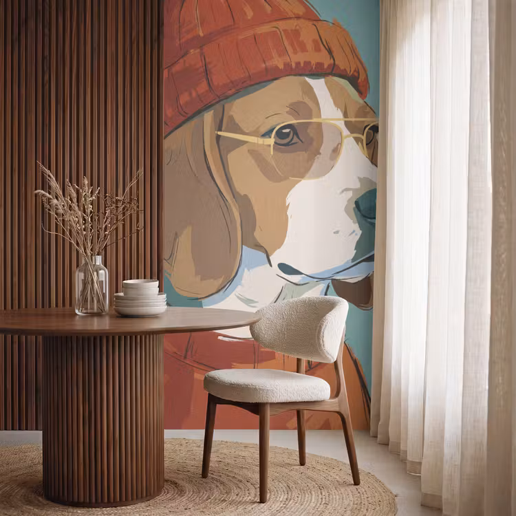 Behang - Hond - Beanie - Zonnebril - Dieren - Modern — 4