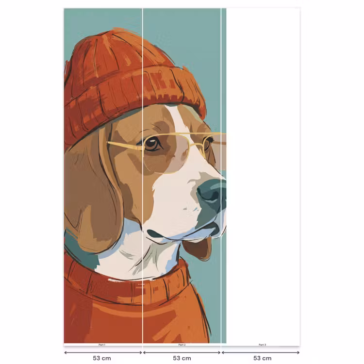 Behang - Hond - Beanie - Zonnebril - Dieren - Modern — 6