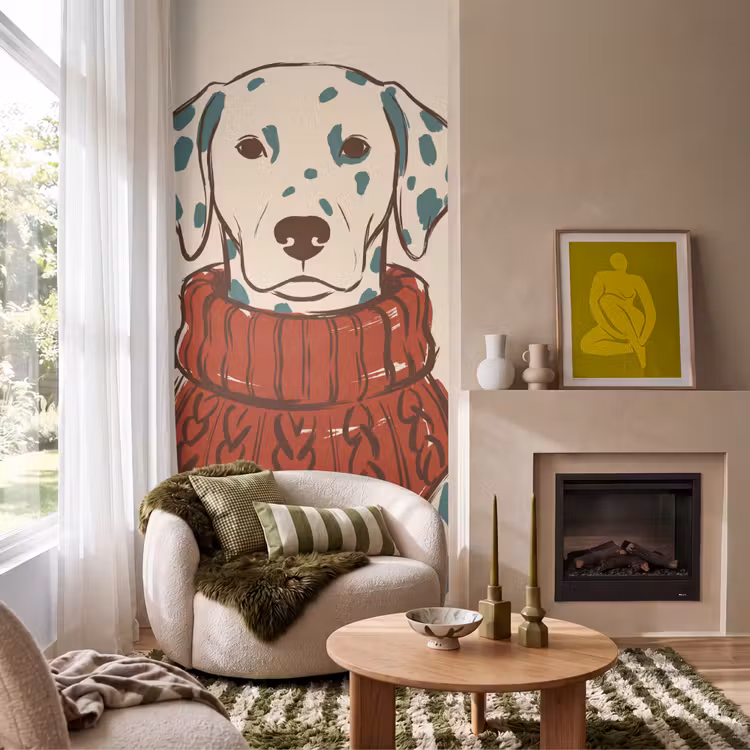 Behang - Hond - Trui - Winter - Dieren - Rood — 1