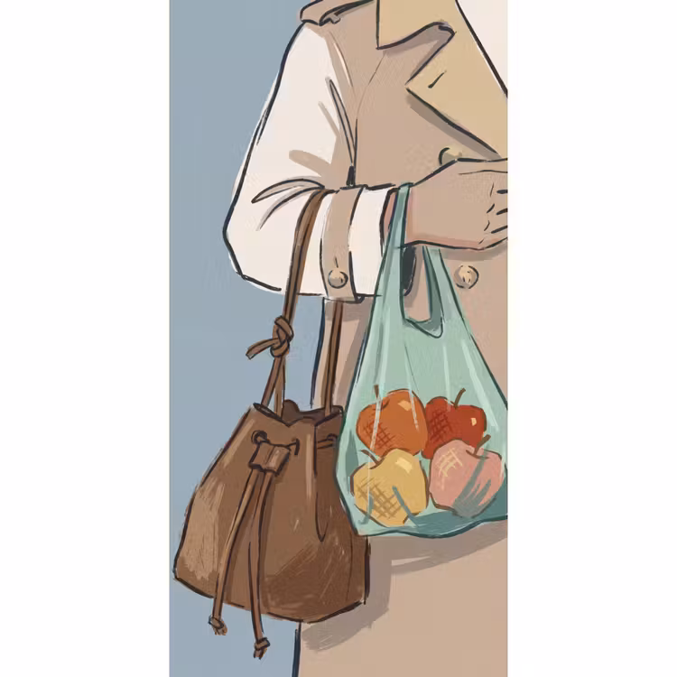 Behang - Mensen - Boodschappen - Stadsleven - Modern - Kleurrijk — 2