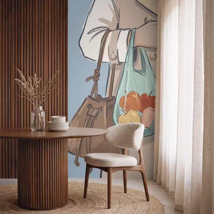 Behang - Mensen - Boodschappen - Stadsleven - Modern - Kleurrijk — 4