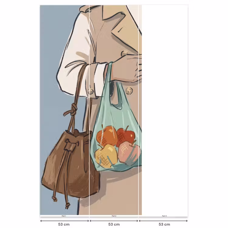 Behang - Mensen - Boodschappen - Stadsleven - Modern - Kleurrijk — 6