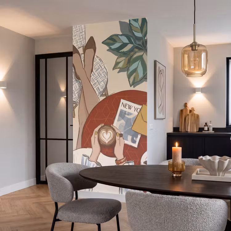 Behang - Mensen - Cafe - Koffie - Stadsleven - Modern — 5
