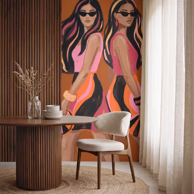 Behang - Mensen - Duo - Mode - Illustratie - Kleurrijk — 4
