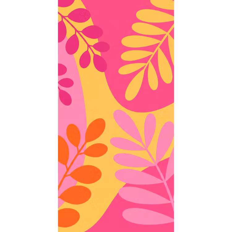 Behang - Natuur - Bladeren - Abstract - Roze - Geel — 2