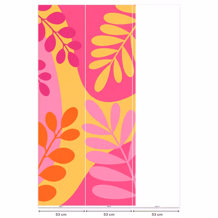 Behang - Natuur - Bladeren - Abstract - Roze - Geel — 6