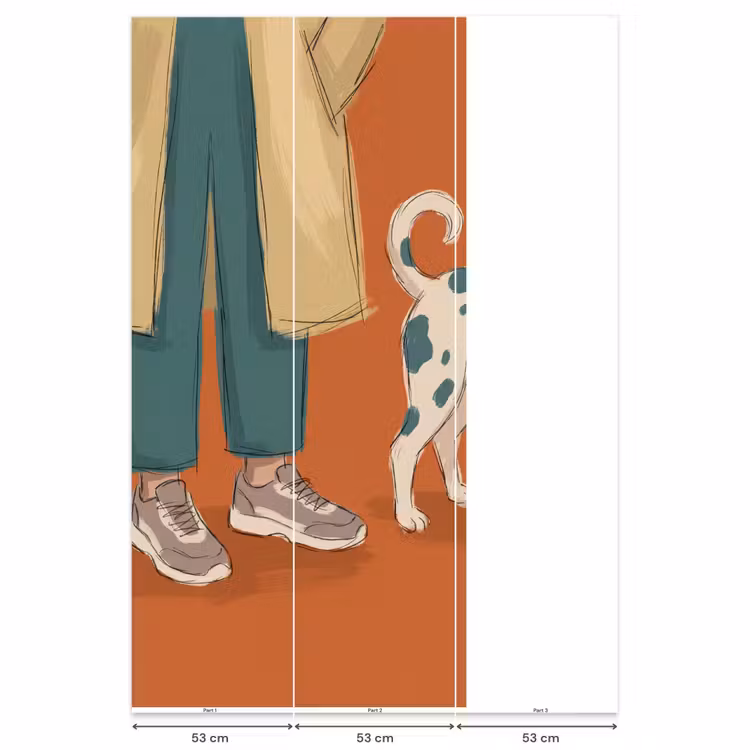 Behang - Persoon - Hond - Dieren - Illustratie - Modern — 6