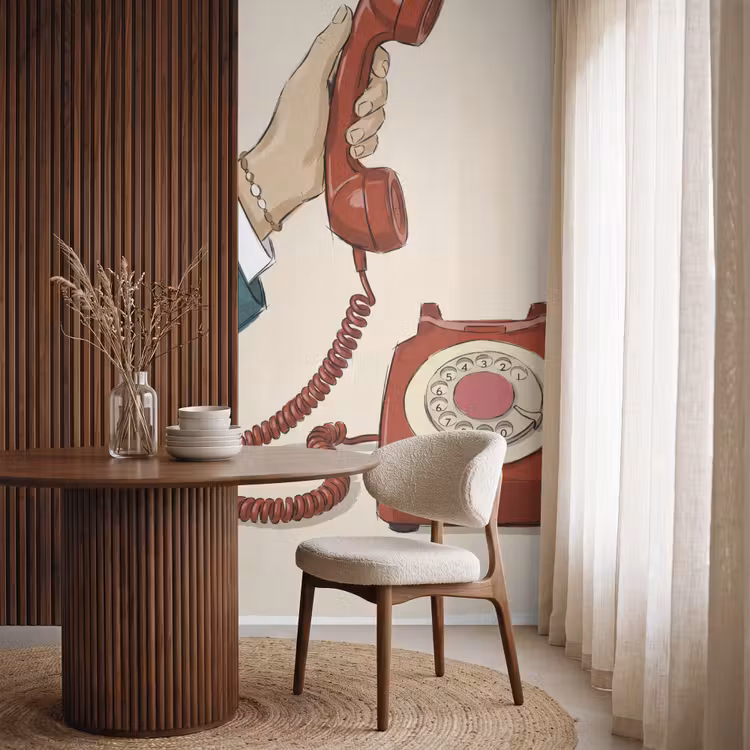 Behang - Telefoon - Hand - Vintage - Communicatie - Rood — 4
