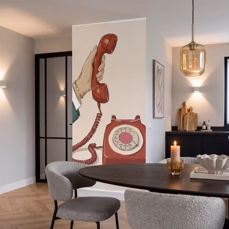 Behang - Telefoon - Hand - Vintage - Communicatie - Rood — 5
