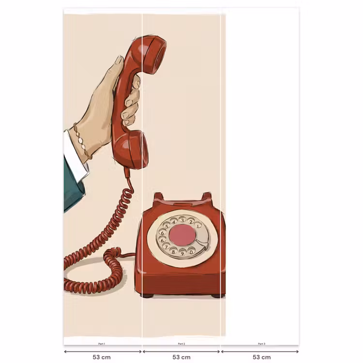 Behang - Telefoon - Hand - Vintage - Communicatie - Rood — 6