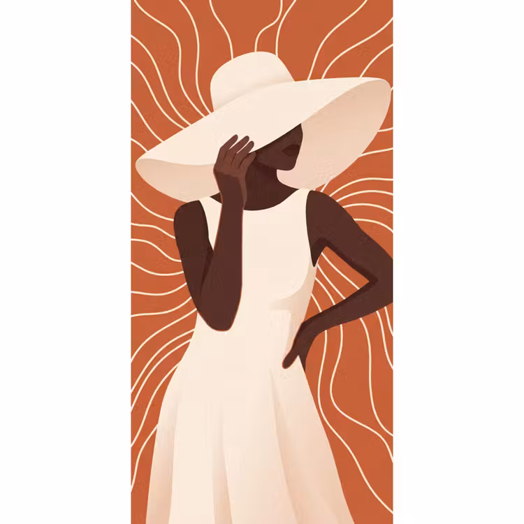 Behang - Vrouw - Hoed - Portret - Modern - Beige — 2