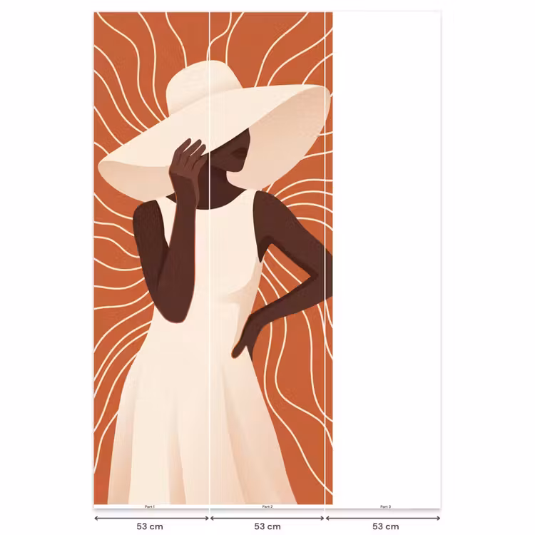 Behang - Vrouw - Hoed - Portret - Modern - Beige — 6