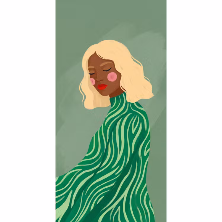 Behang - Vrouw - Portret - Illustratie - Modern - Groen — 2