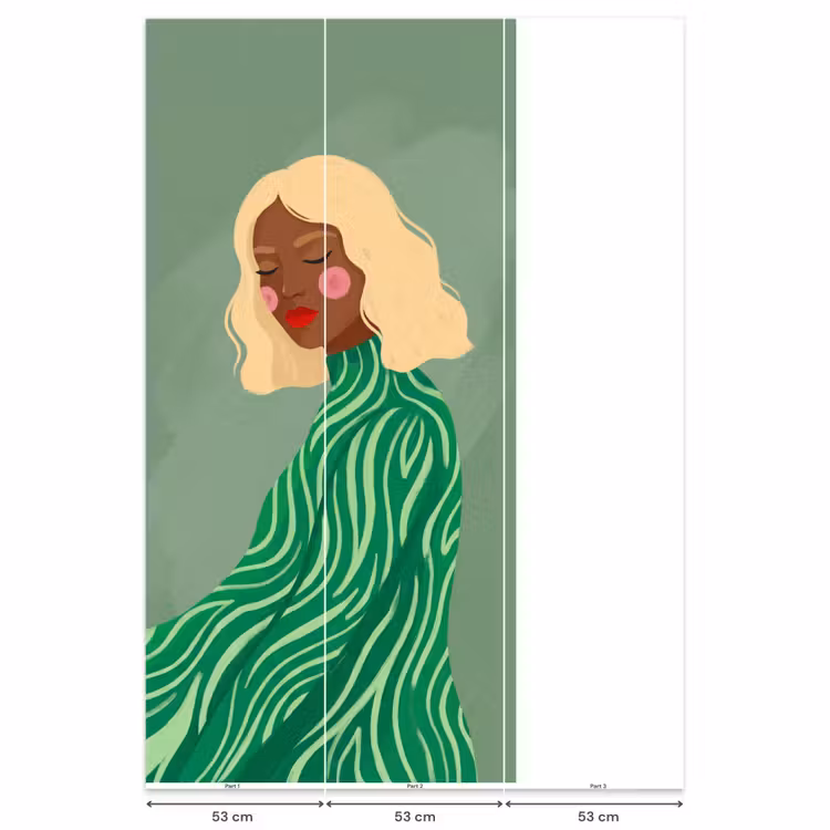 Behang - Vrouw - Portret - Illustratie - Modern - Groen — 6