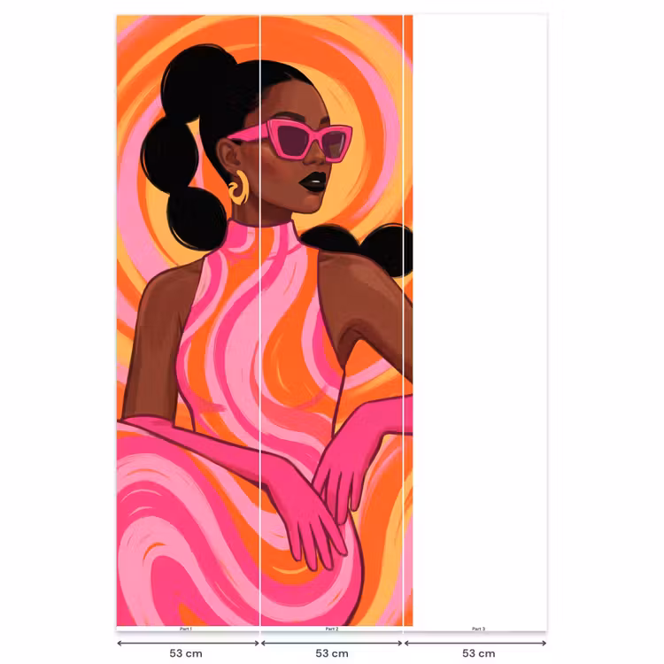 Behang - Vrouw - Portret - Kunst - Abstract - Roze — 6