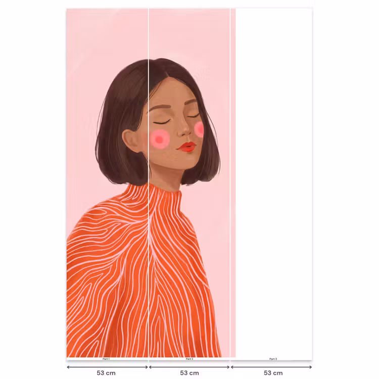 Behang - Vrouw - Portret - Modern - Kunst - Roze — 6