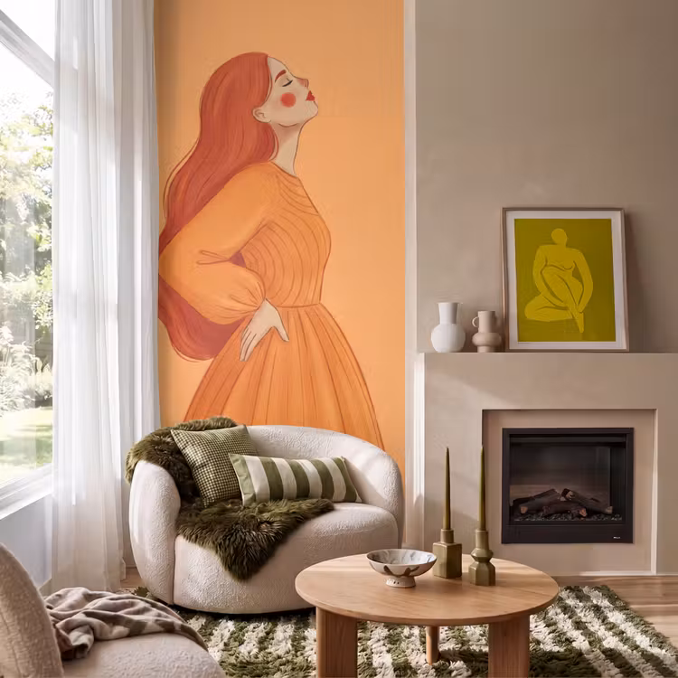 Behang - Vrouw - Profiel - Mensen - Modern - Oranje — 1