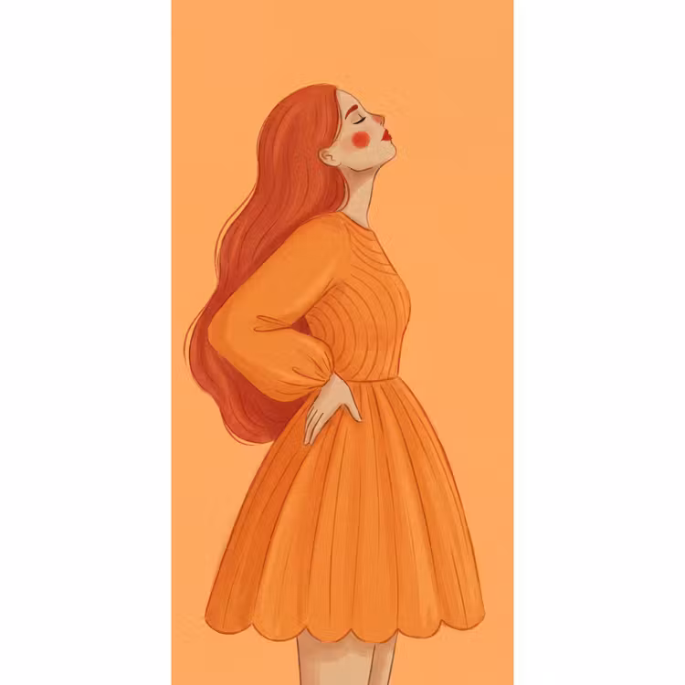 Behang - Vrouw - Profiel - Mensen - Modern - Oranje — 2