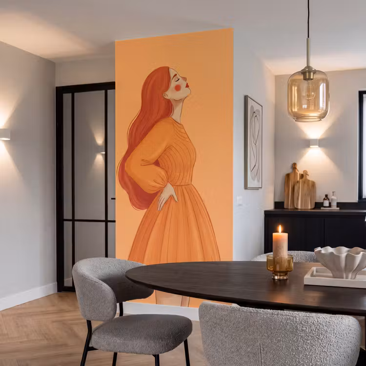 Behang - Vrouw - Profiel - Mensen - Modern - Oranje — 5
