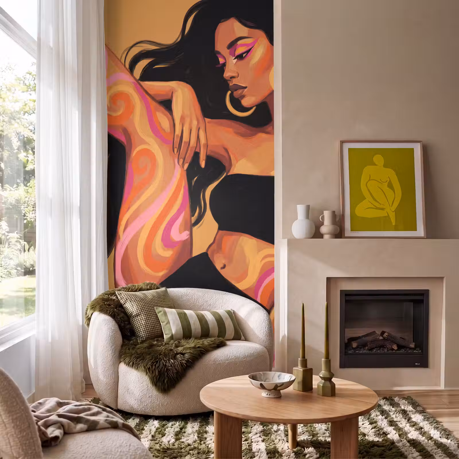 Behang - Vrouw - Portret - Abstract - Modern - Kleurrijk — 1