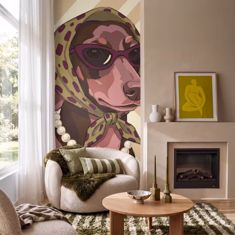 Behang - Hond - Zonnebril - Hoofddoek - Dieren - Modern — 1