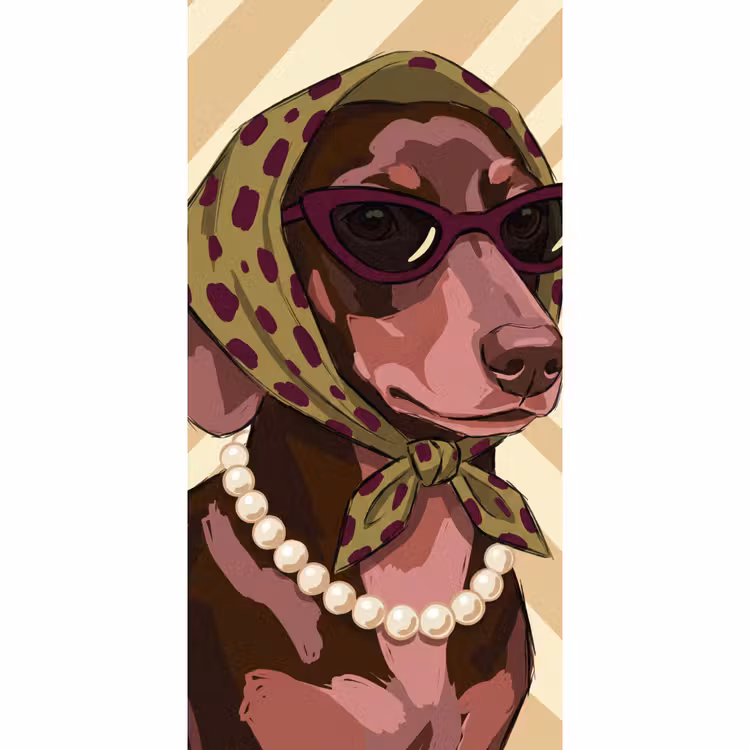 Behang - Hond - Zonnebril - Hoofddoek - Dieren - Modern — 2