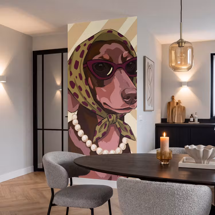 Behang - Hond - Zonnebril - Hoofddoek - Dieren - Modern — 5