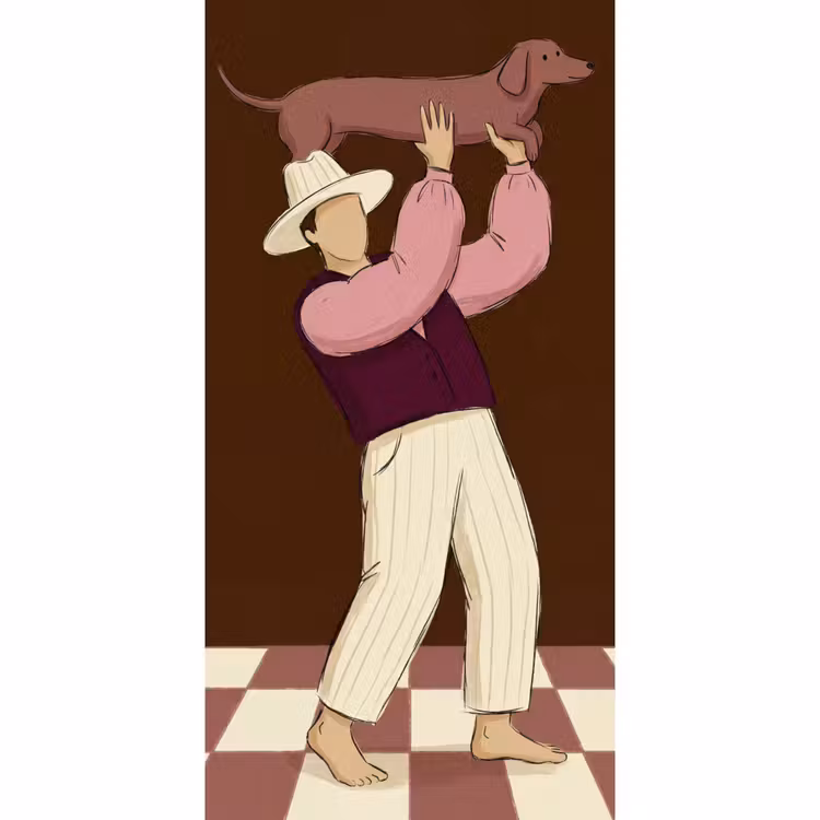 Behang - Mens - Hond - Dieren - Abstract - Roze — 2