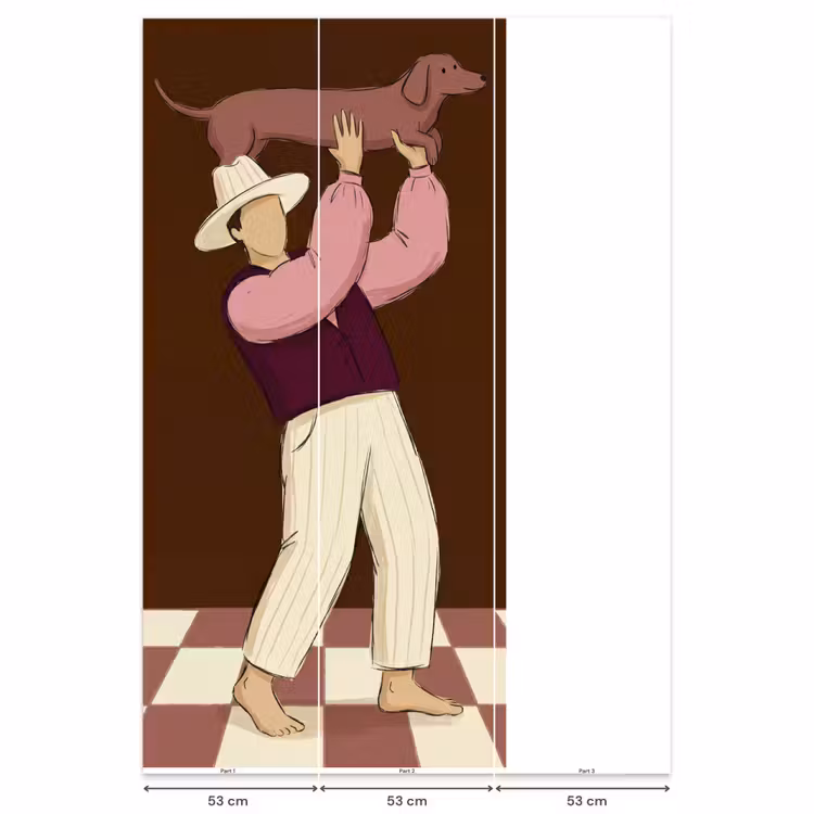 Behang - Mens - Hond - Dieren - Abstract - Roze — 6