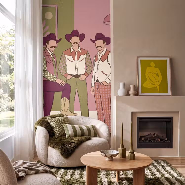 Behang - Mensen - Mannen - Hoeden - Retro - Interieur — 1