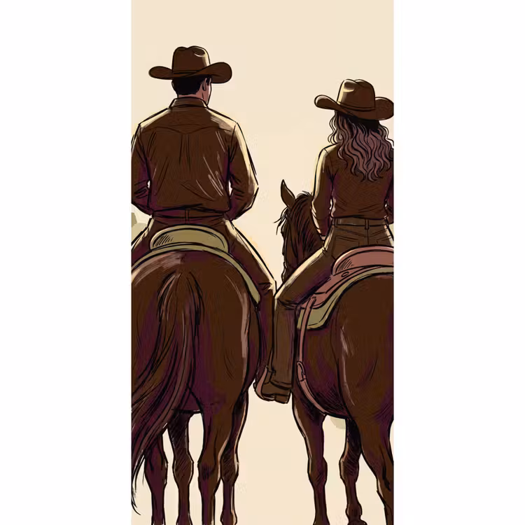 Behang - Mensen - Ruiters - Western - Illustratie - Bruin — 2