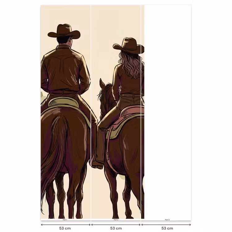 Behang - Mensen - Ruiters - Western - Illustratie - Bruin — 6