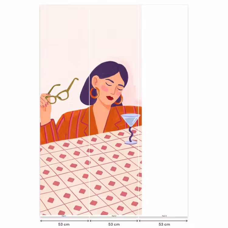 Behang - Vrouw - Bril - Cocktail - Illustratie - Modern — 6
