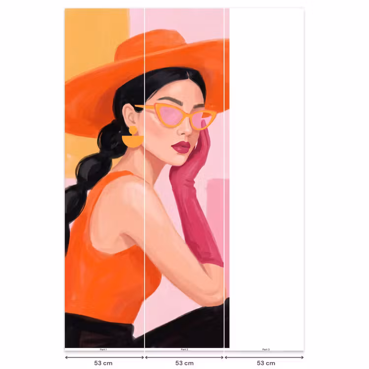 Behang - Vrouw - Hoed - Mode - Modern - Oranje — 6