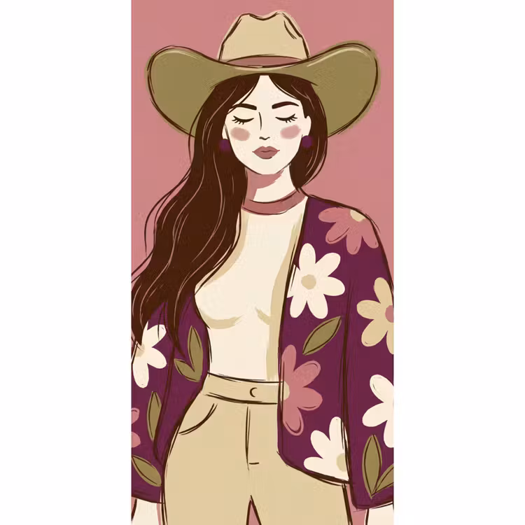 Behang - Vrouw - Hoed - Portret - Illustratie - Roze — 2