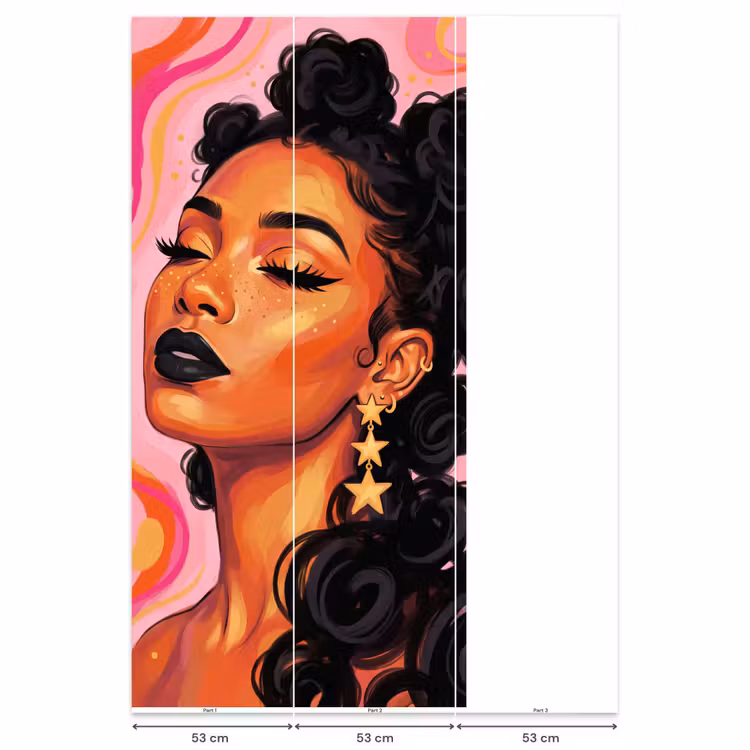 Behang - Vrouw - Portret - Abstract - Kleurrijk - Roze — 6
