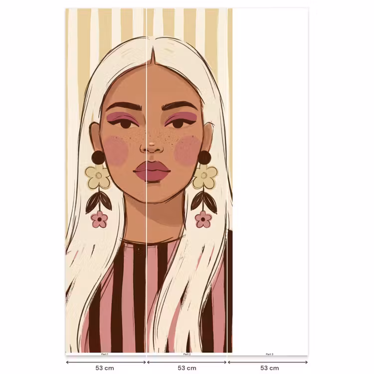 Behang - Vrouw - Portret - Illustratie - Modern - Roze — 6