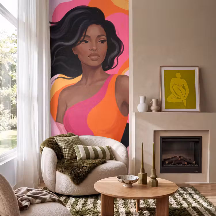 Behang - Vrouw - Portret - Kleurrijk - Modern - Kunst — 1
