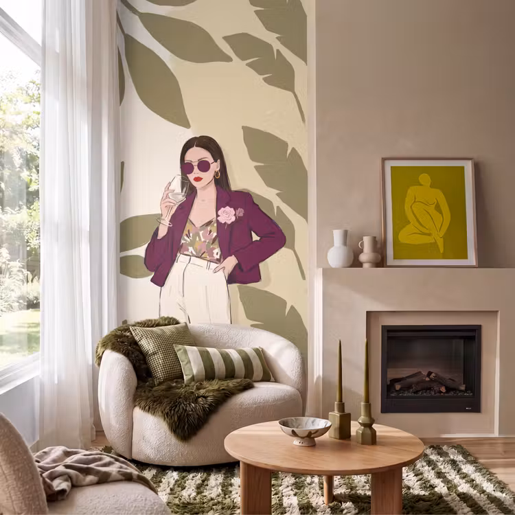 Behang - Vrouw - Wijn - Portret - Mode - Modern — 1