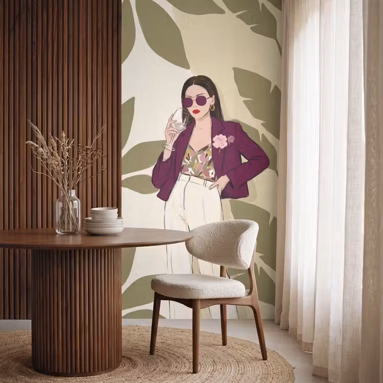 Behang - Vrouw - Wijn - Portret - Mode - Modern — 4