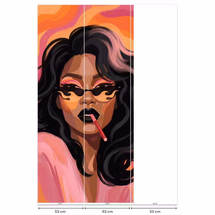 Behang - Vrouw - Zonnebril - Modern - Portret - Oranje — 6