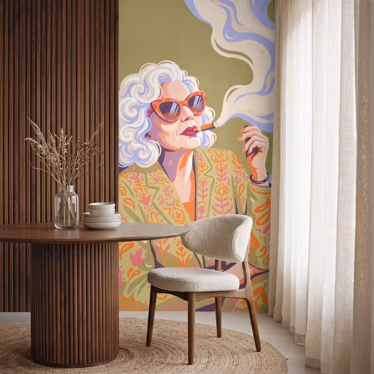 Behang - Vrouw - Zonnebril - Portret - Modern - Kleurrijk — 4